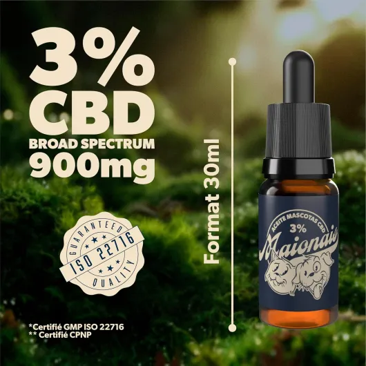 Huile CBD Chiens et Chats 3% - Huile de CBD 30ml 900mg - Calmant Naturel pour Chiens et Chats - Gouttes de CBD Arôme Saumon - Certifié CPNP - Aide à Réguler l’Organisme de Votre Animal 3% CBD