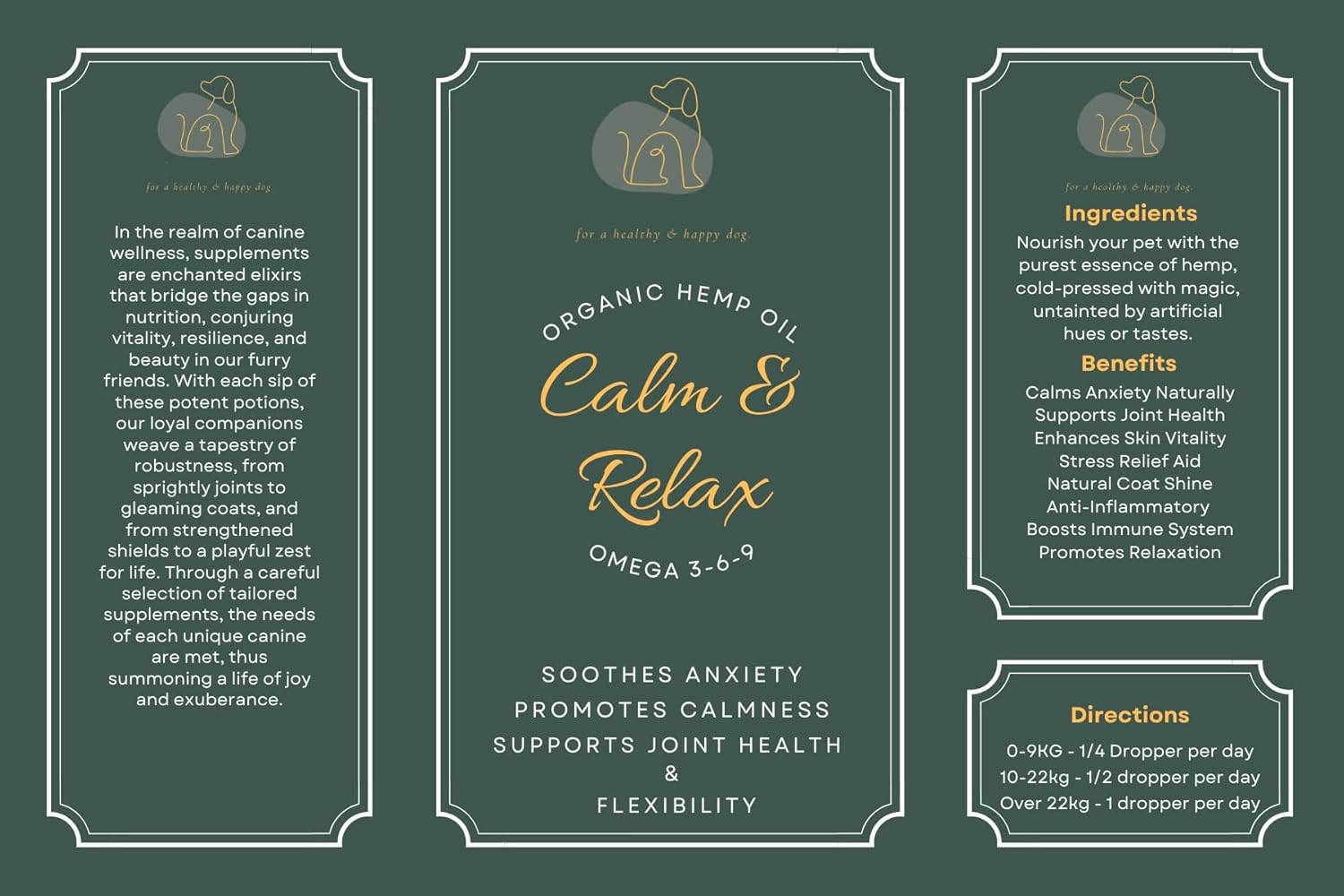 Huile de chanvre apaisante pour chien, soin des articulations, soulagement de la douleur, de l'anxiété, de l'arthrite, du stress (90 ml) - Taille L