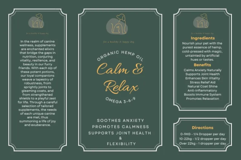 Huile de chanvre apaisante pour chien, soin des articulations, soulagement de la douleur, de l'anxiété, de l'arthrite, du stress (90 ml) - Taille L